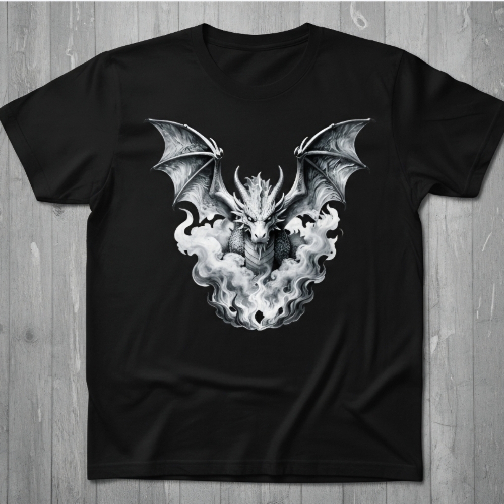 Gothic Dragon Graphic Tee Black Unisex Fantasy Shirt